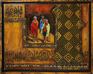 Polvo de oro para niños africanos Pinturas al óleo